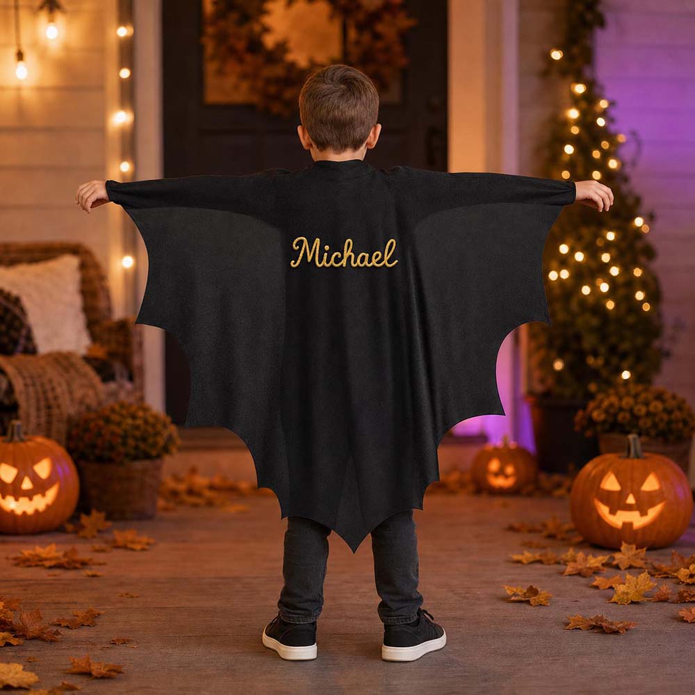 Personalized Hand Embroidered Halloween Kids Bat Wing Cape | CWHalloween121