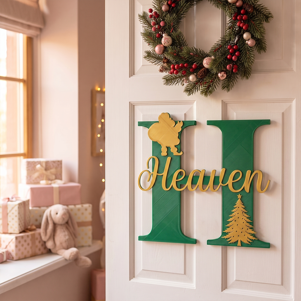 Personalized Christmas Monogram Door Decoration Name Sign | MCGift367