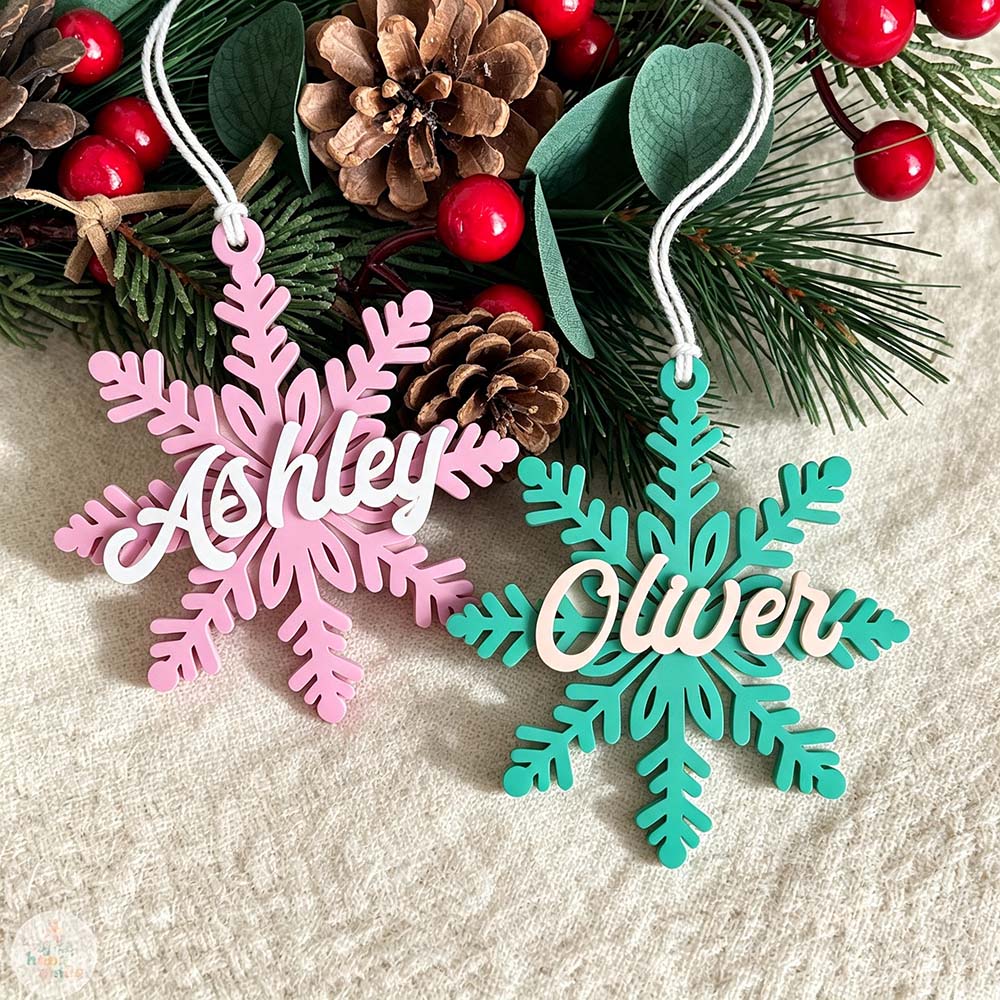 Personalized 3D Printed Christmas Snowflake Gift Name Tag | MCGift368