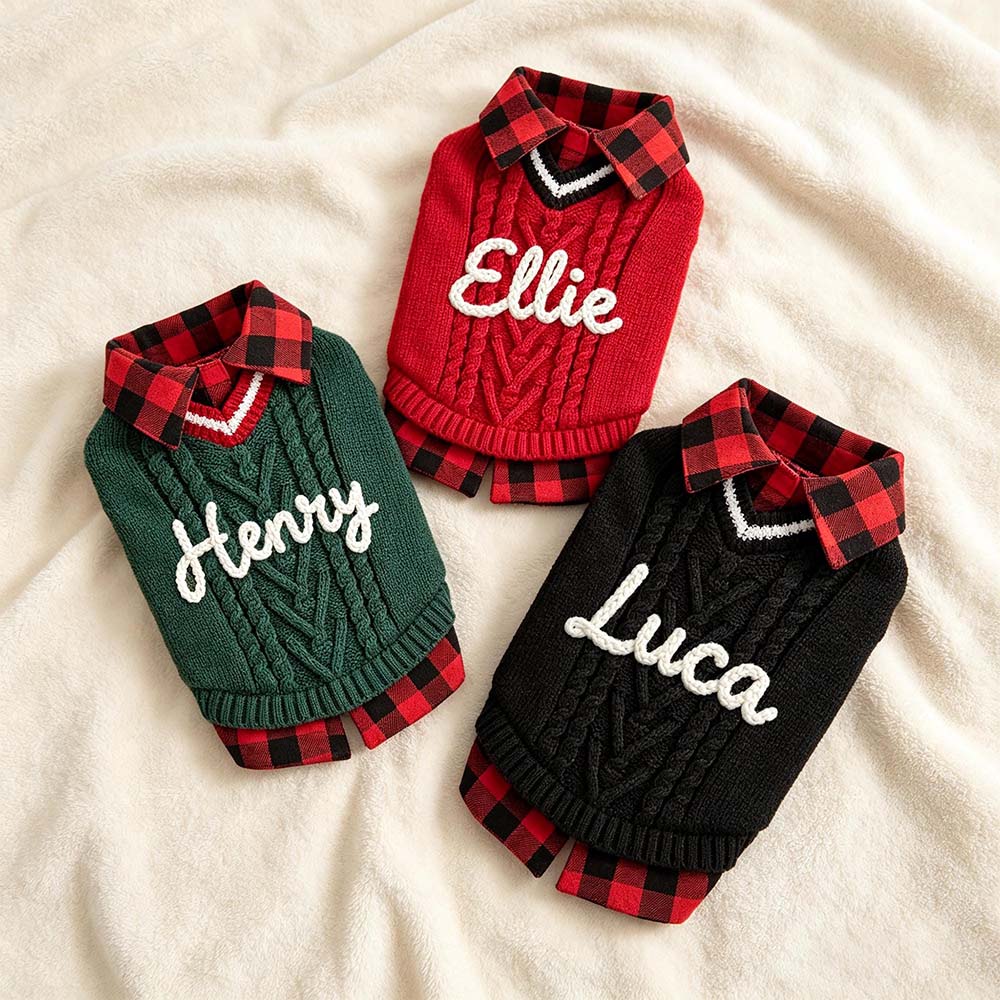Personalized Hand Embroidered Christmas Pets Polo Shirt | MCGift375
