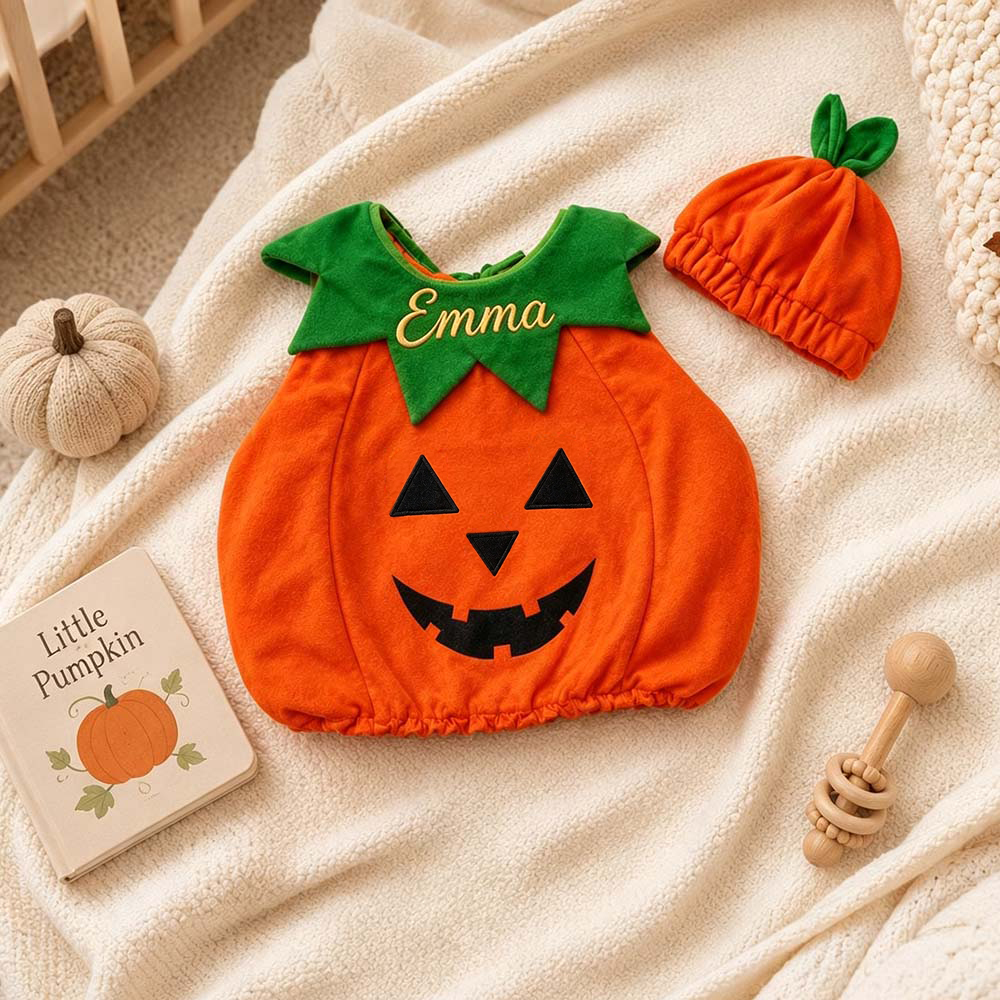 Personalized Embroidered Baby Pumpkin Halloween Costume Set | CWHalloween125