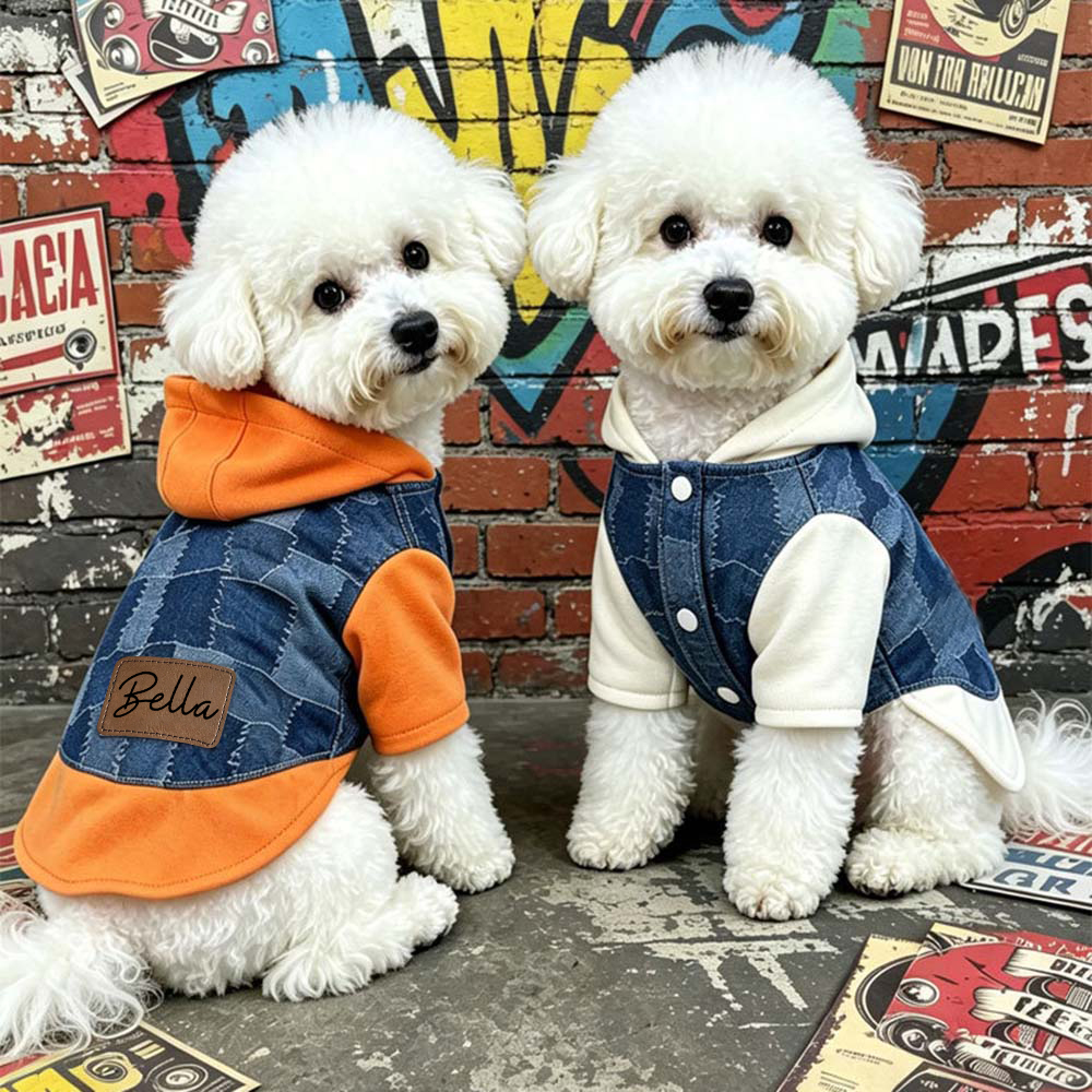 Personalized Pet Denim Patchwork Jacket Hoodie | BKPet565