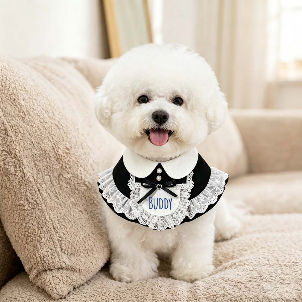 Personalized Wedding Pet Cute Little Maid Bow Bib | BKPet566