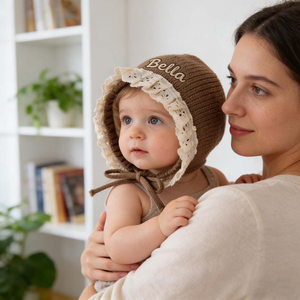Personalized Embroidery Winter Hat Lace Bonnet | HSKid61