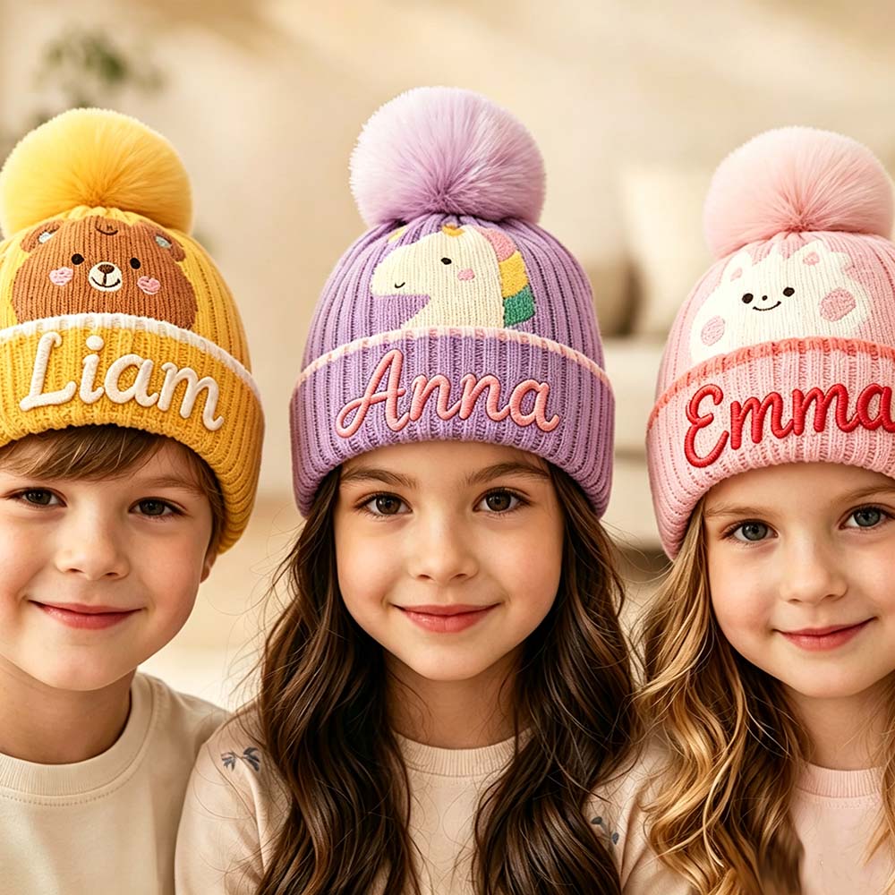 Personalized Embroidery Dinosaur Pom Pom Hat for Comfort & Unique | HSKid20