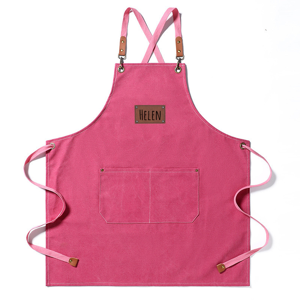 Personalized Leather Patch Canvas Apron with Pockets for Kid & Adult | Apron25