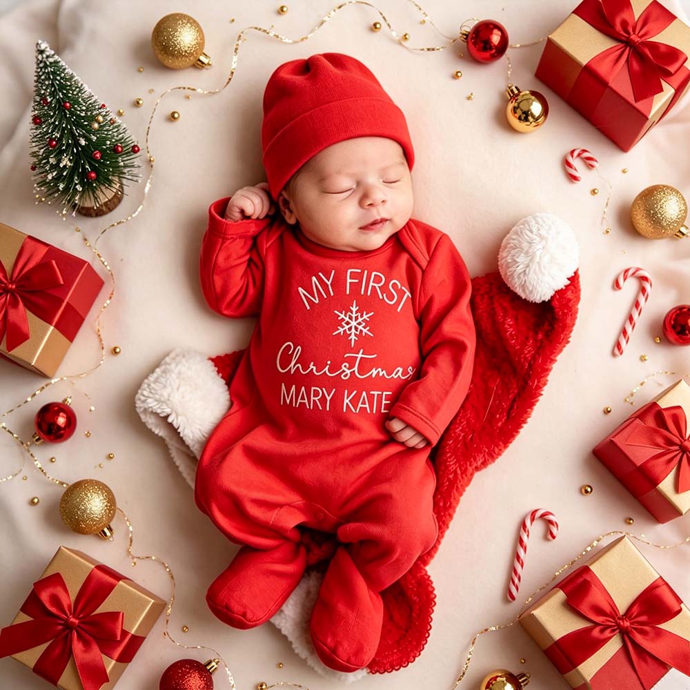 Personalized Embroidery Baby First Christmas Outfit Set | MCGift380