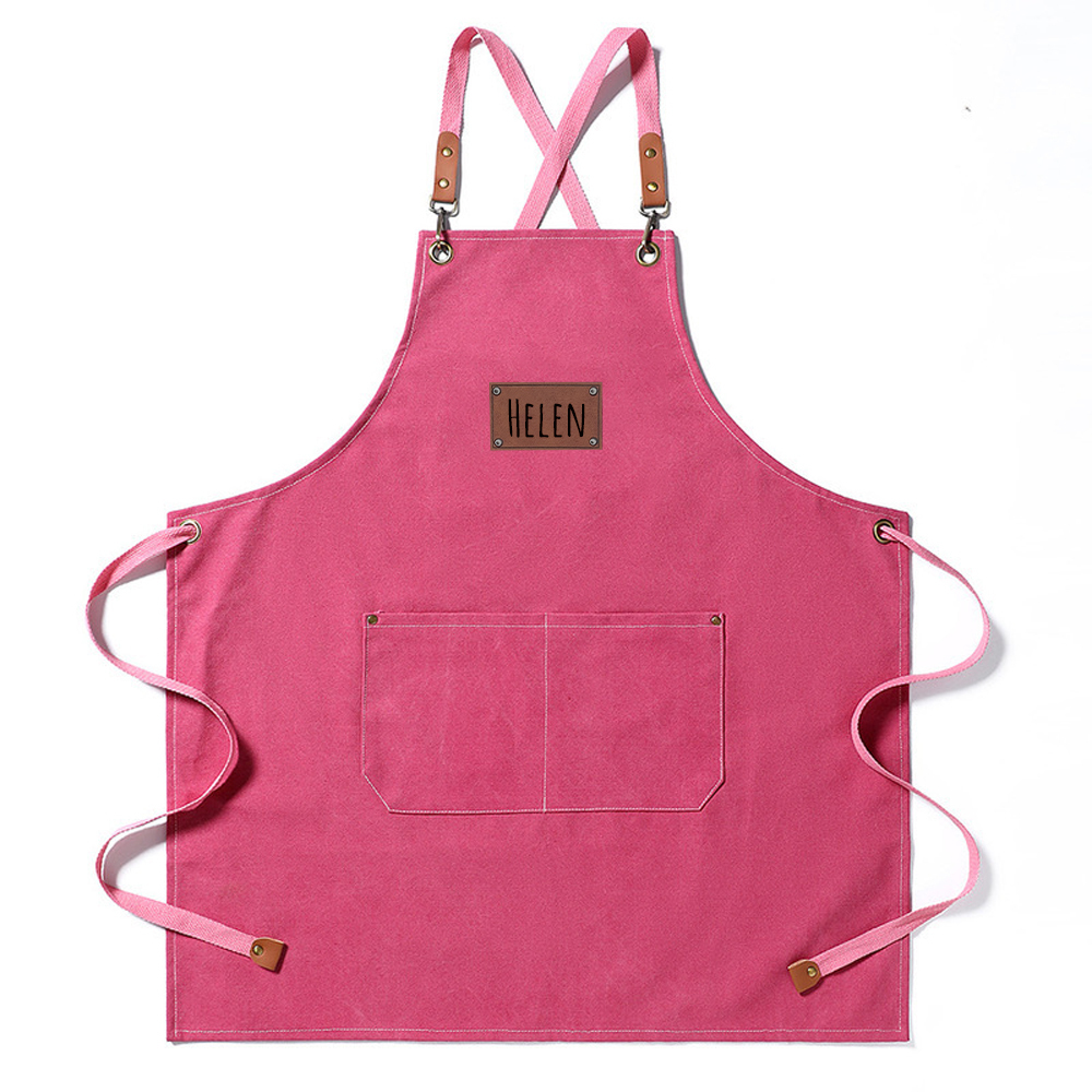 Personalized Leather Patch Canvas Apron with Pockets for Kid & Adult | Apron25