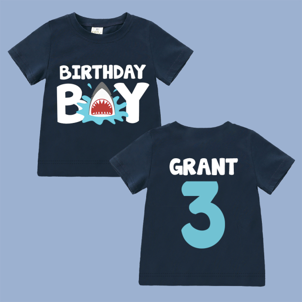 Personalized Boy Shark Birthday T-Shirt | inBirth30