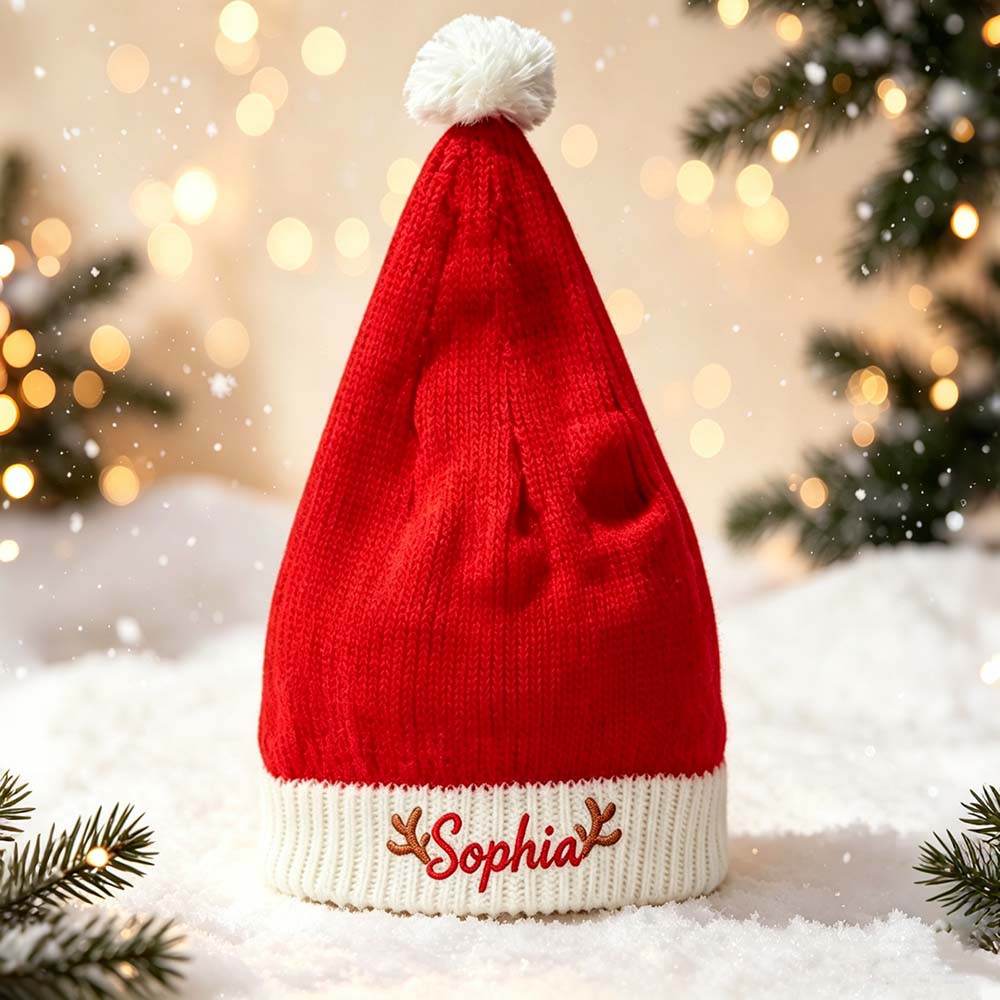 Personalized Embroidered Knitted Christmas Santa Hat | MCGift382
