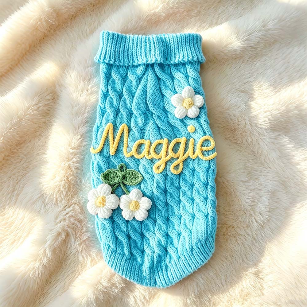 Personalized Hand Embroidered Pets Knit Turtleneck | BKPet580