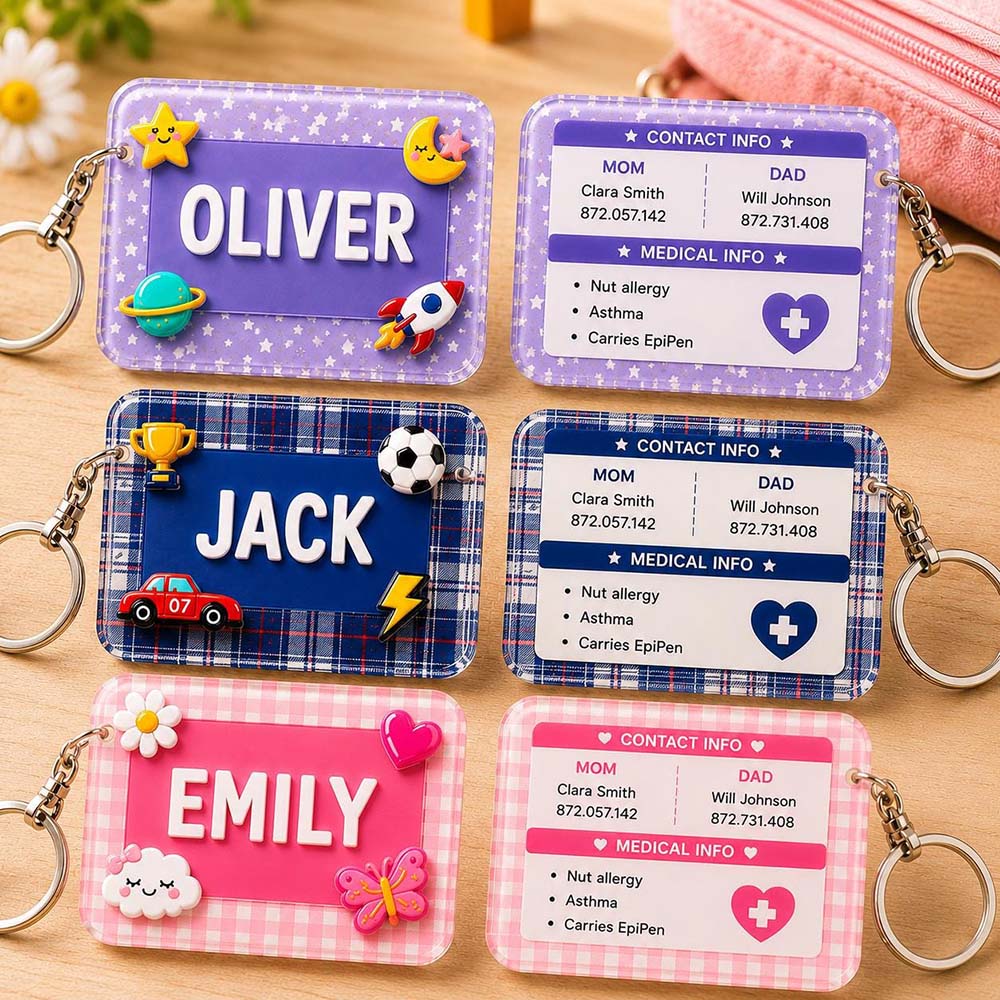 Personalized Kids Name Tag With Emergency Contact Info | CWGift104