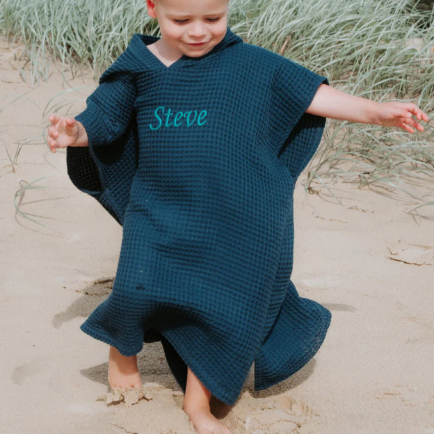 Personalized Embroidery Kids Waffle Beach Towel Poncho for Summer & Beach | CWBeach84