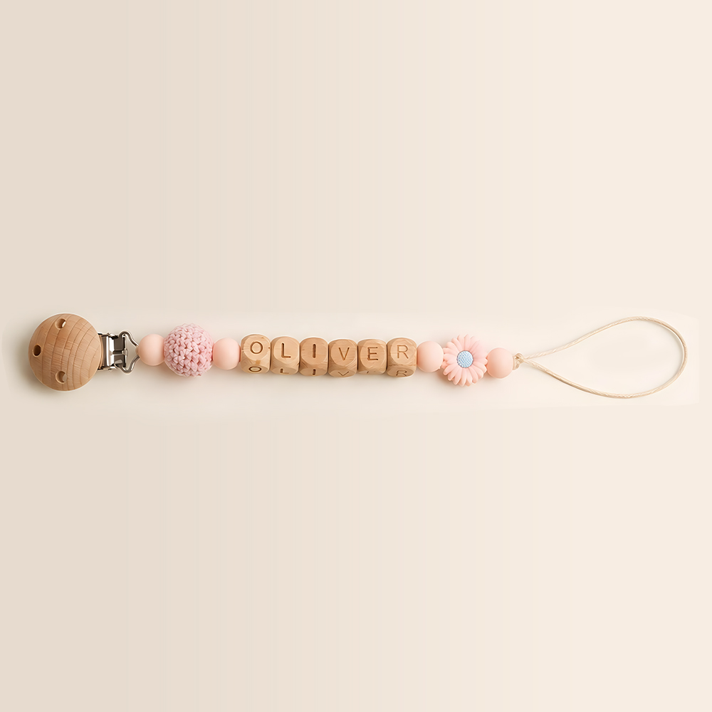 Personalized Baby Wooden Letter Bead Pacifier Clip | CWToy205
