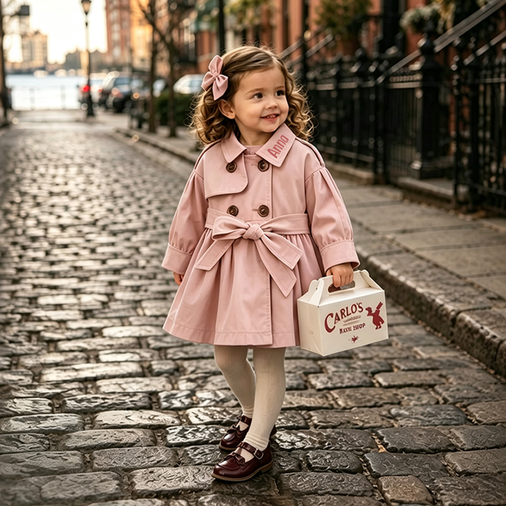 Personalized Classic British Style Windbreaker for Girls | CWBaby527
