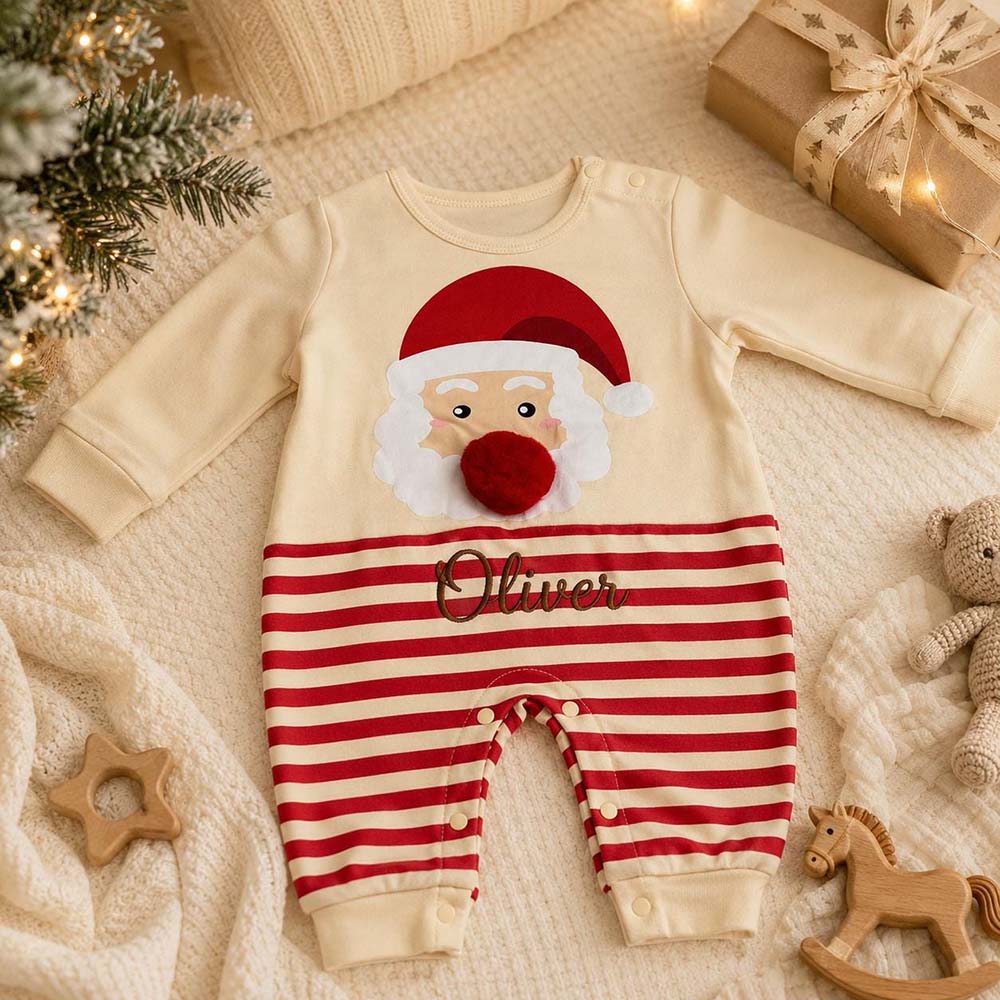 Personalized Embroidered Baby Christmas Santa Romper | MCGift385