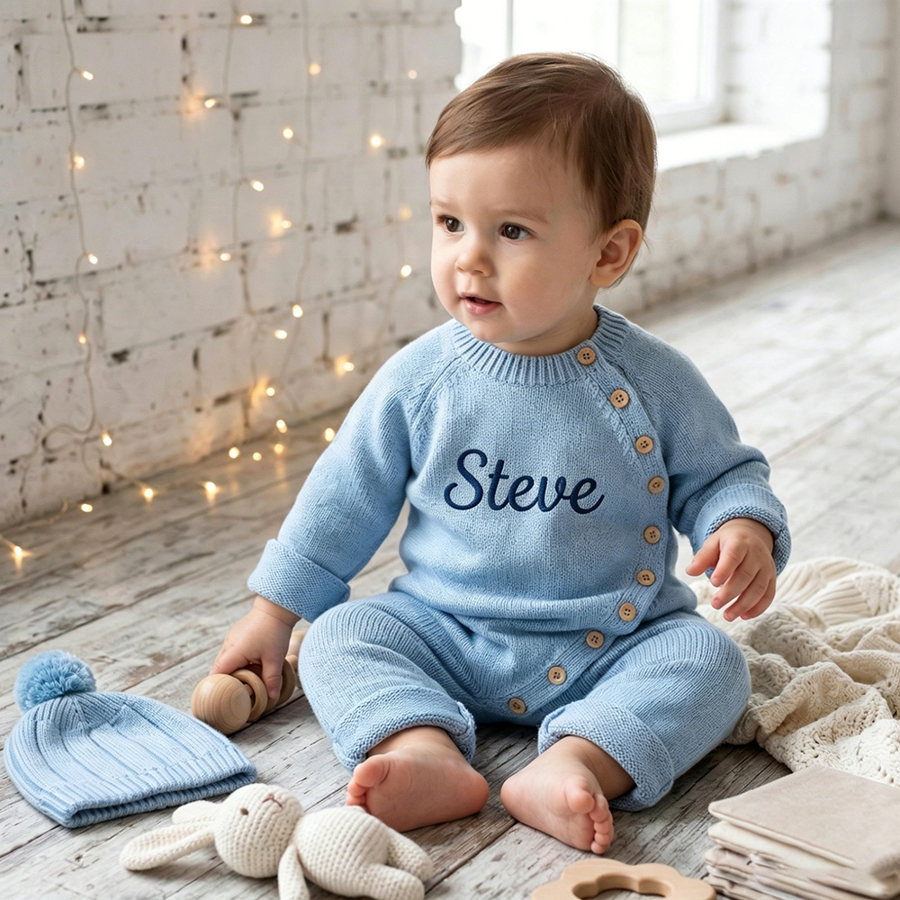 Personalized Embroidered Kids Color Romper Set | inSet13