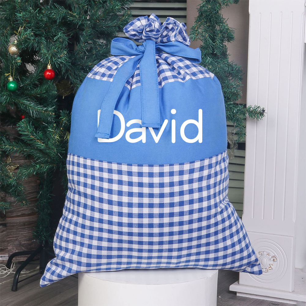 Personalized Christmas Gingham Name Santa Sack | MCGift392