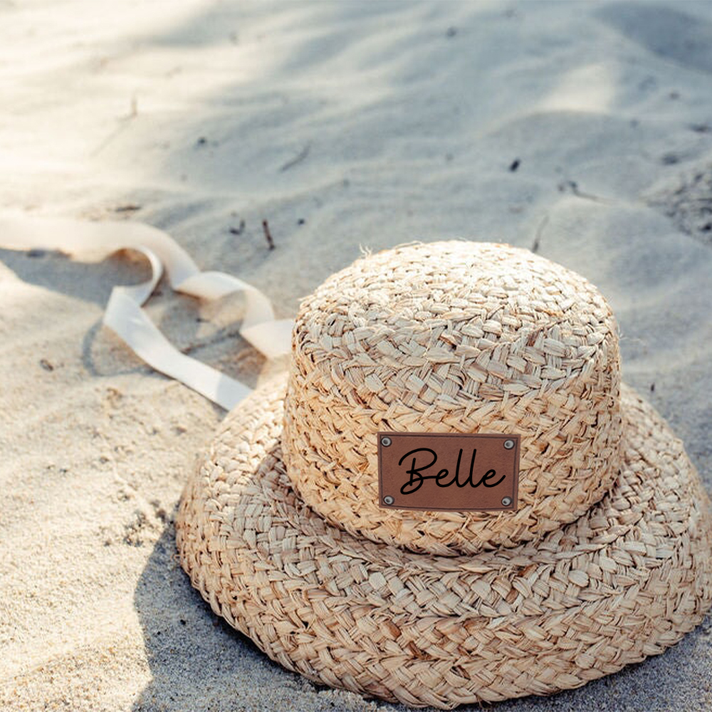 Personalized Summer Leather Patch Straw Hat for Comfort & Unique | CWBeach85