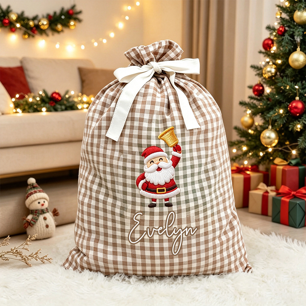 Personalized Plaid Christmas Cute Design Gift Bag | MCGift398