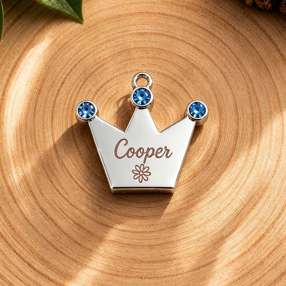 Personalized Rhinestone Crown Pet Collar ID Tag | BKPet585