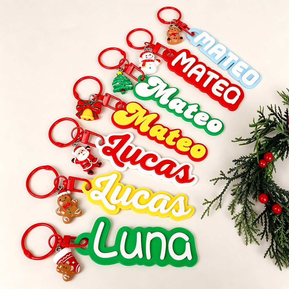 Personalized Christmas 3D Printed Name Tag Keychain Charm | MCGift401