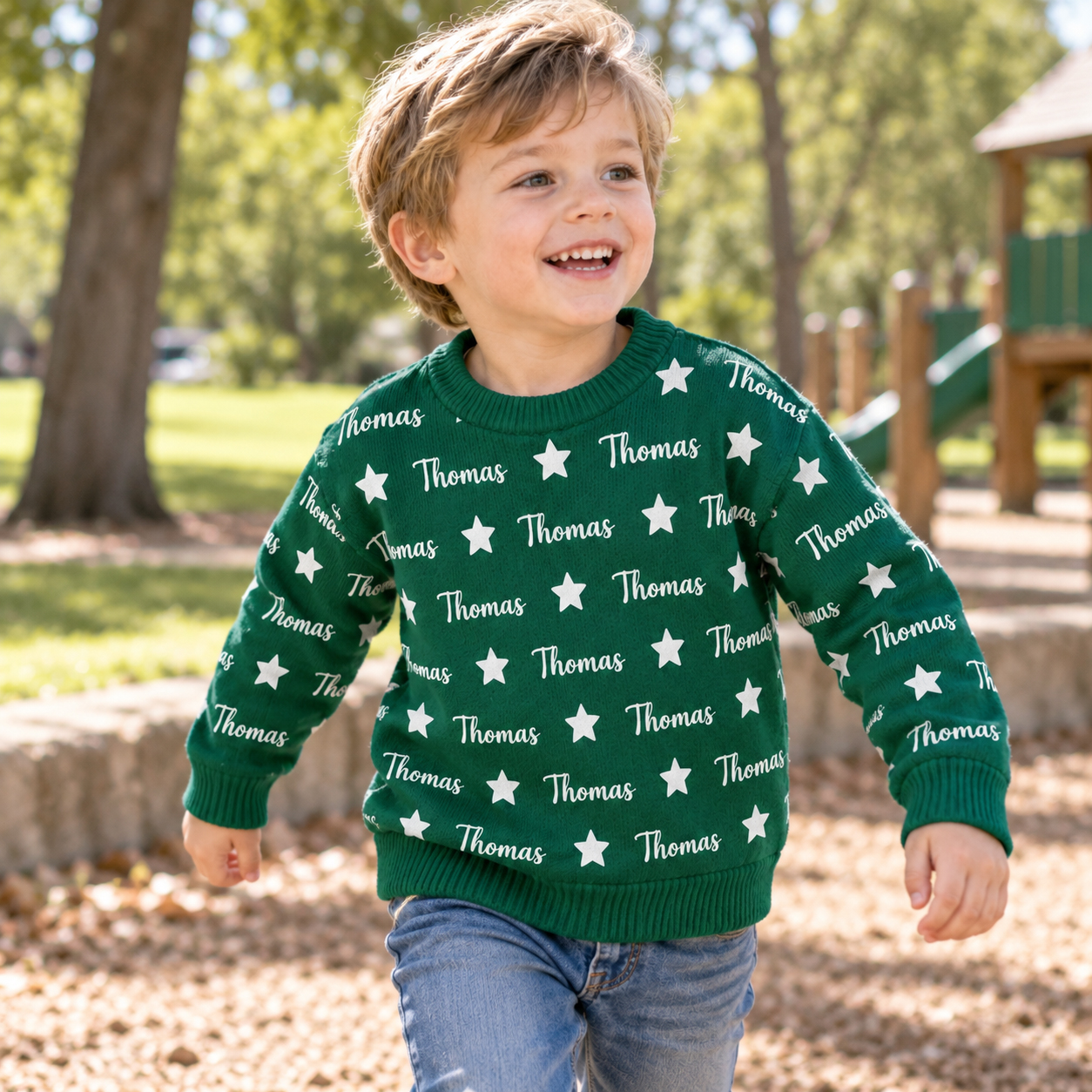 Personalized Lovely Kids Name & Icon Colorful Knit Sweater | CWSweater02