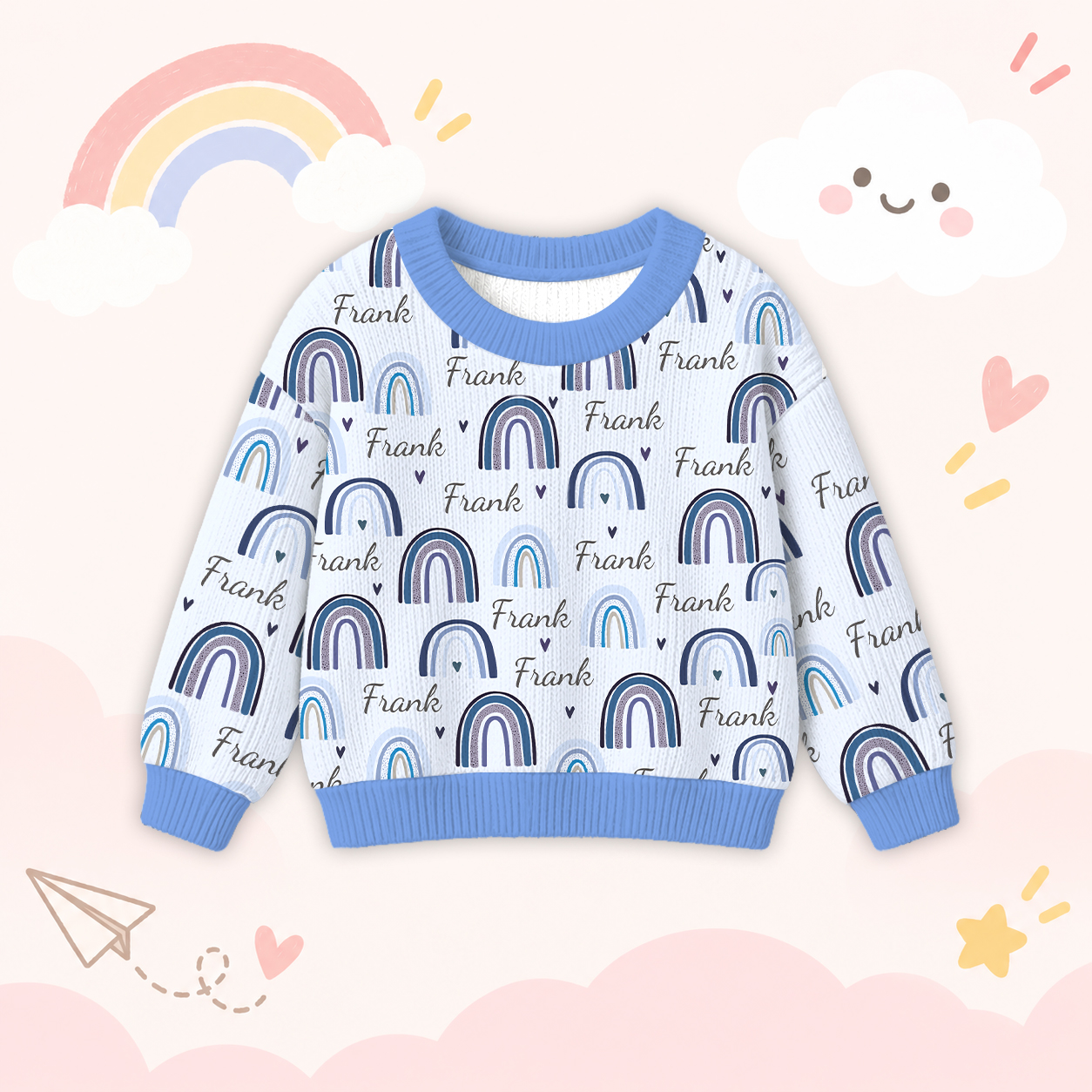 Personalized Lovely Kids Rainbow Knit Sweater | CWSweater03