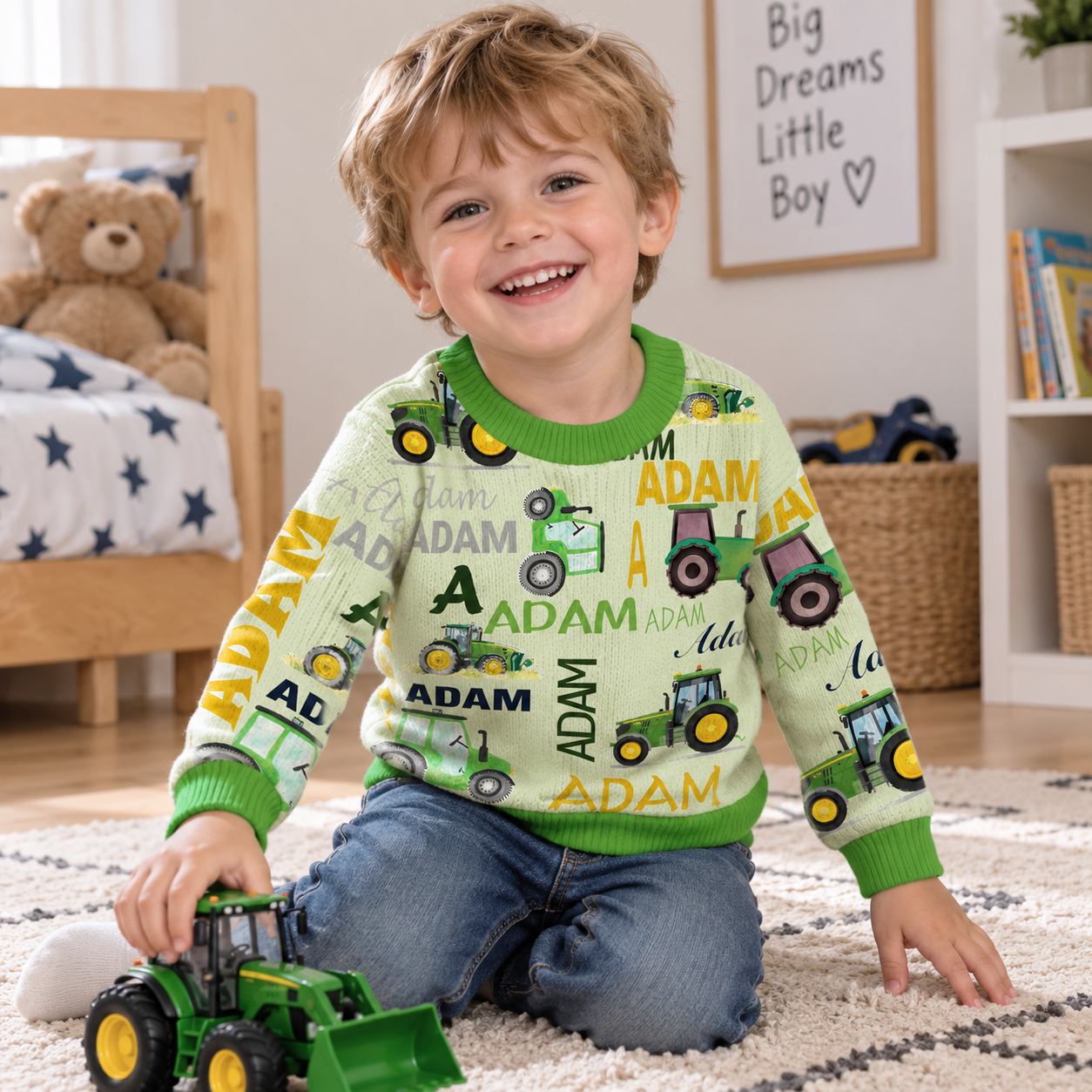 Personalized Lovely Kids Truck Knit Sweater | CWSweater05