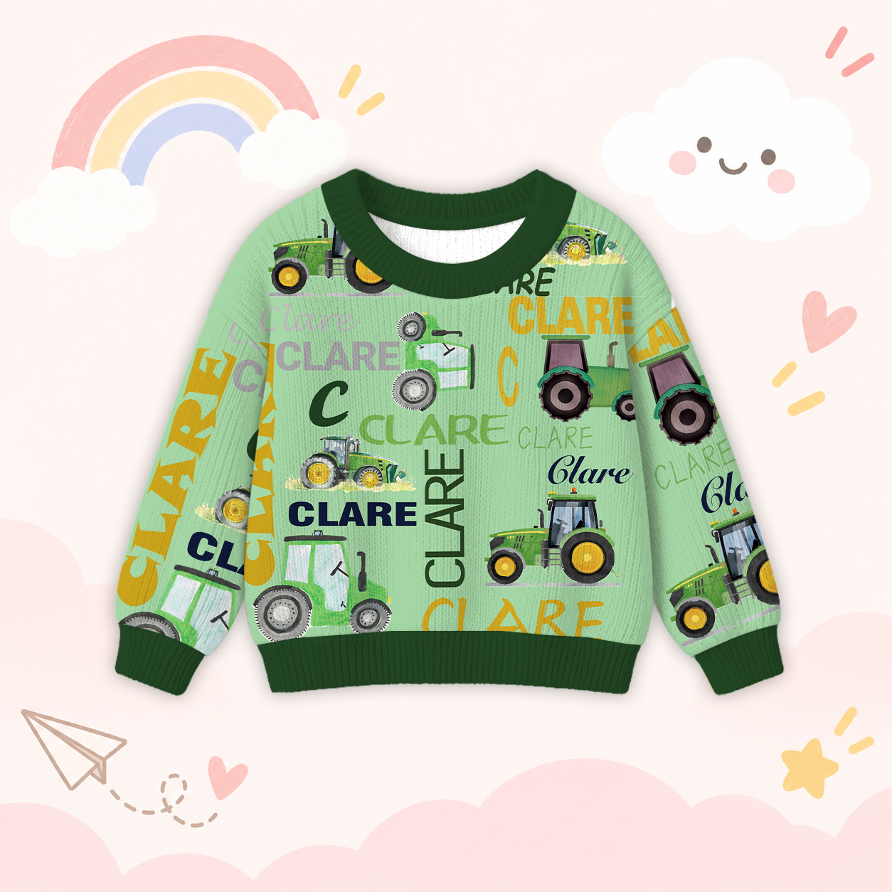 Personalized Lovely Kids Truck Knit Sweater | CWSweater05