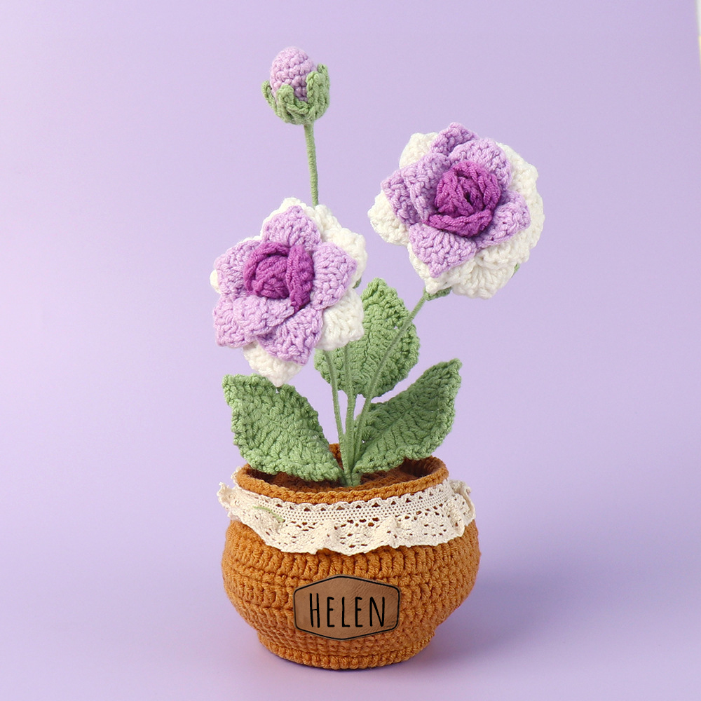 Personalized Crochet Flower in the Pot｜Gift For Mom  | CWMom17