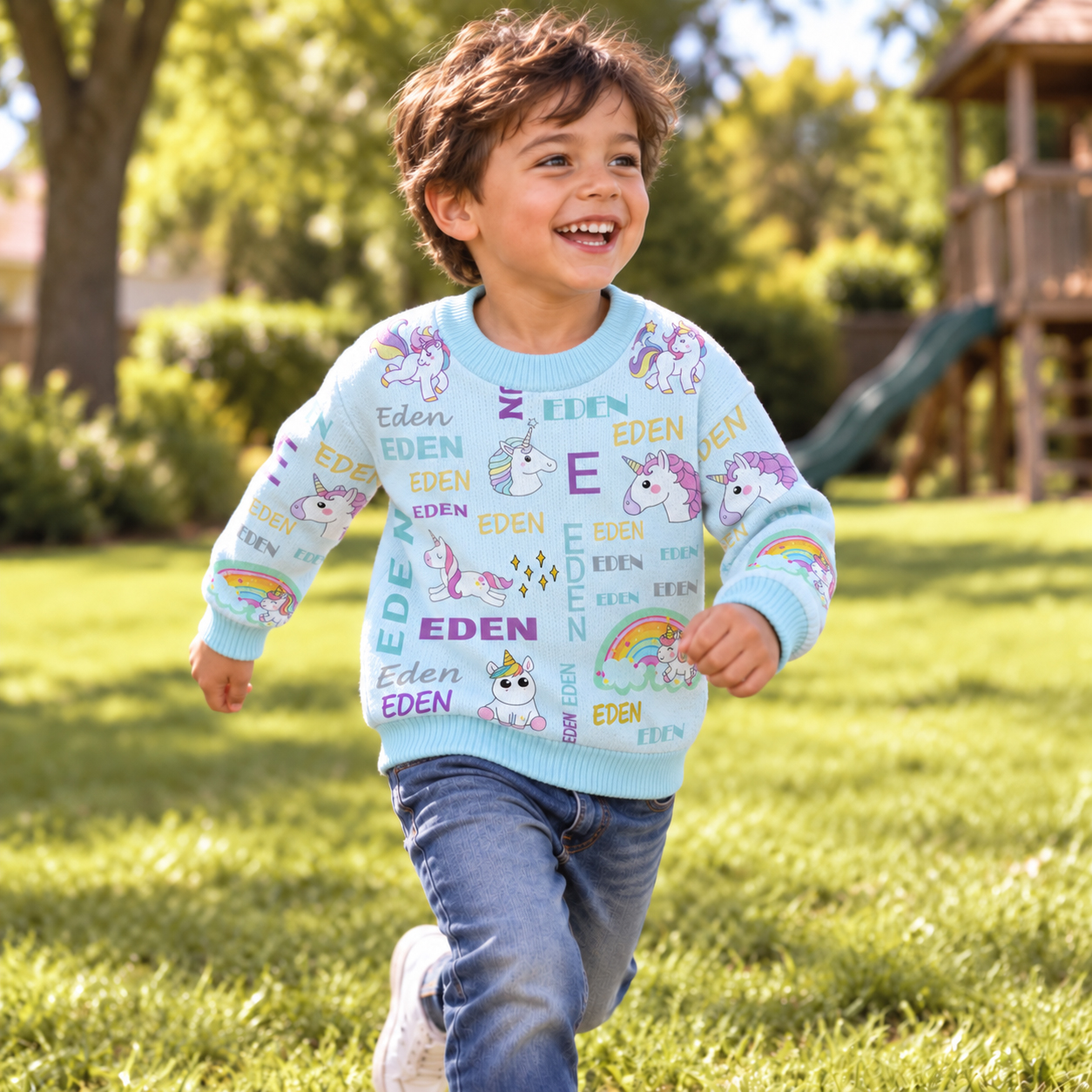 Personalized Lovely Kids Unicorn Knit Sweater | CWSweater04