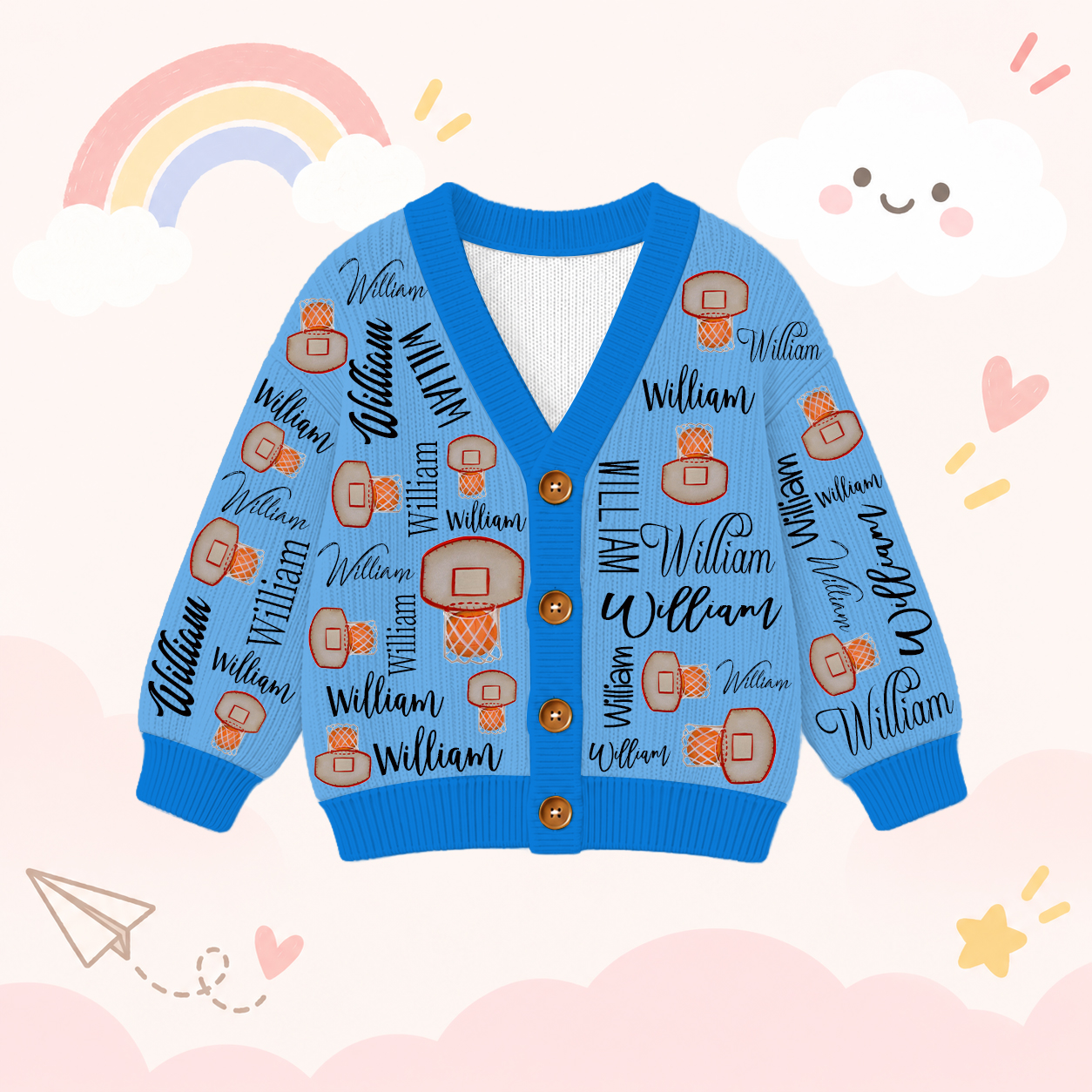 Personalized Lovely Kids Basketball Knit Sweater | CWSweater13