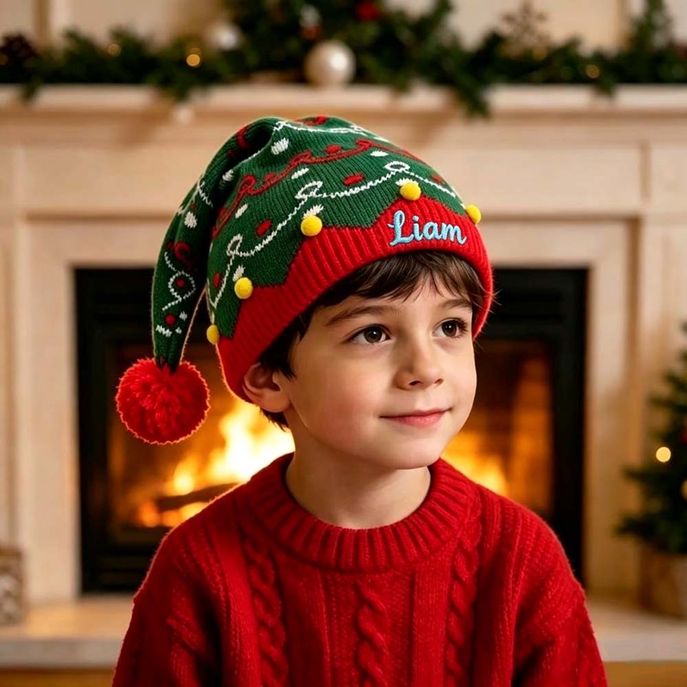 Personalized Embroidery Christmas Knit Beanie For Kid & Adult | MCGift411