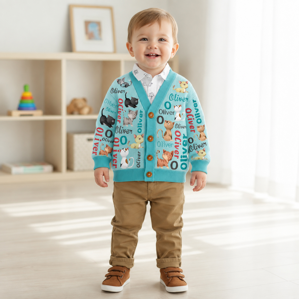 Personalized Lovely Kids Cute Kitten Knit Sweater | CWSweater16
