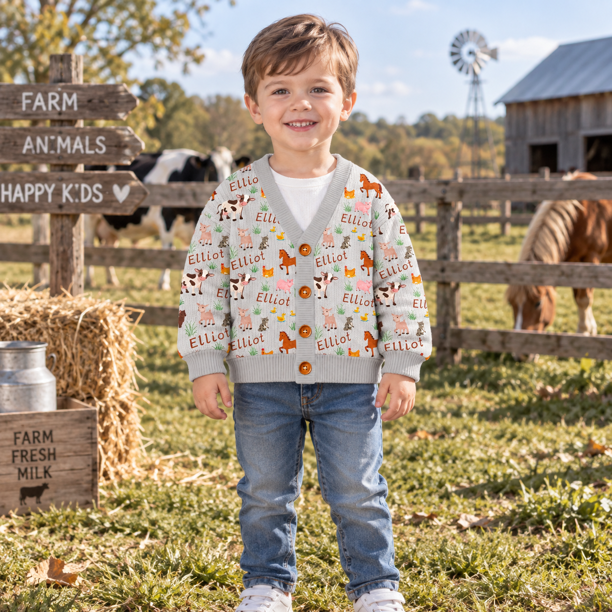 Personalized Lovely Kids Adorable Animals Knit Sweater | CWSweater18