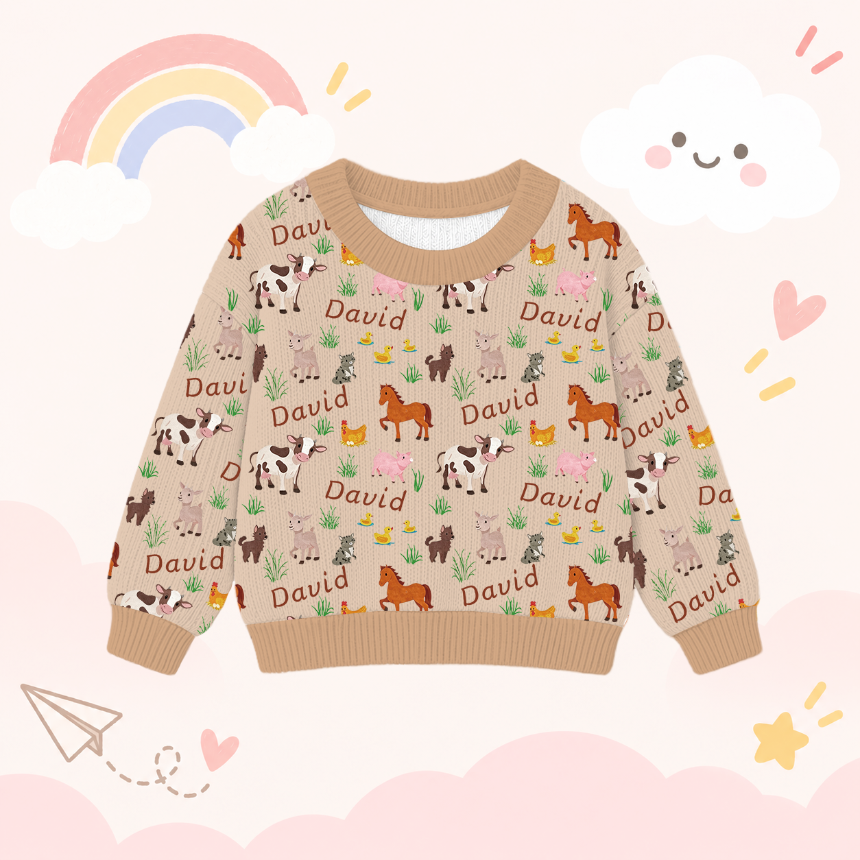 Personalized Lovely Kids Adorable Animals Knit Sweater | CWSweater18