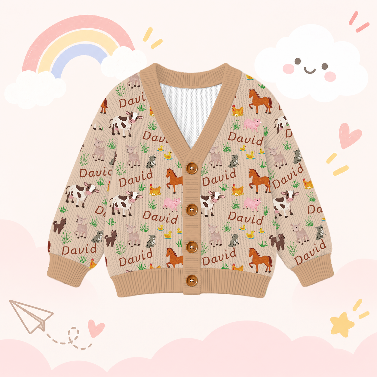 Personalized Lovely Kids Adorable Animals Knit Sweater | CWSweater18