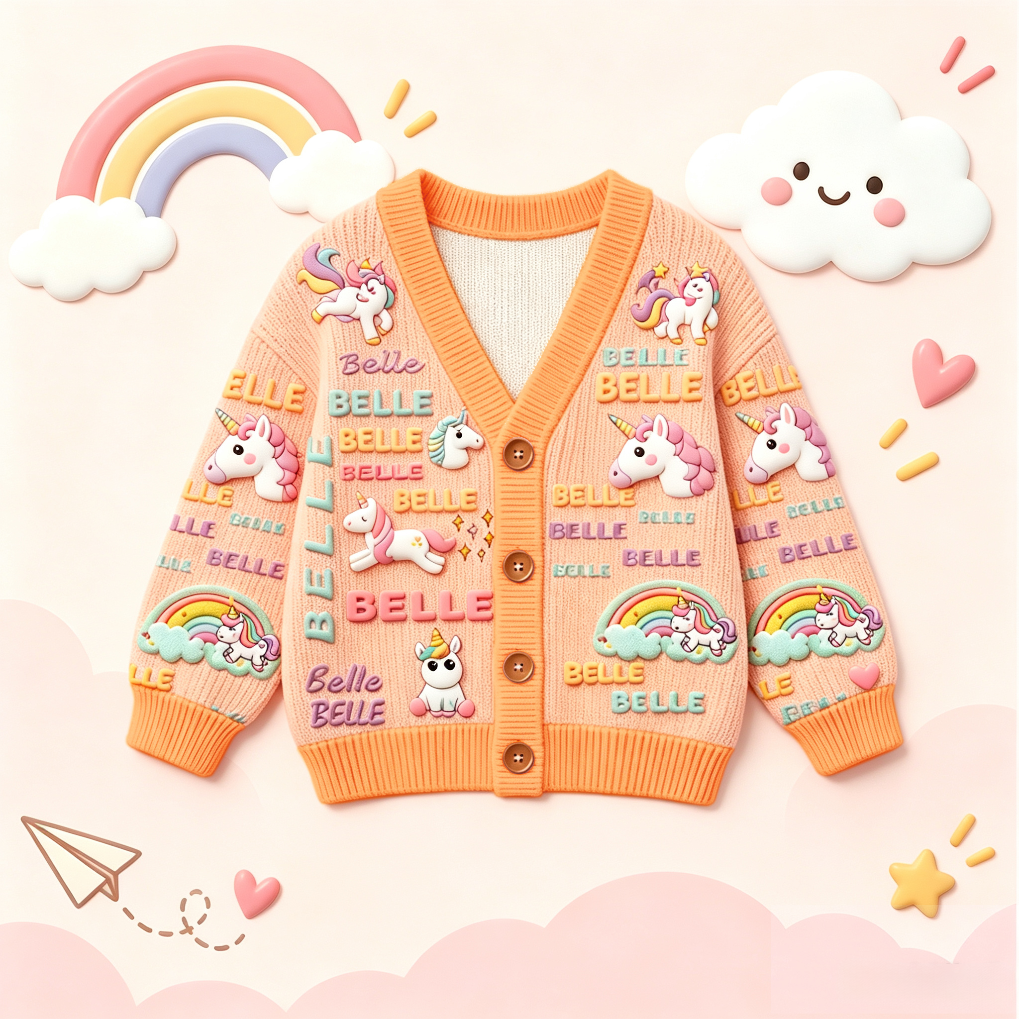 Personalized Lovely Kids Adorable Unicorn Knit Sweater | CWSweater30