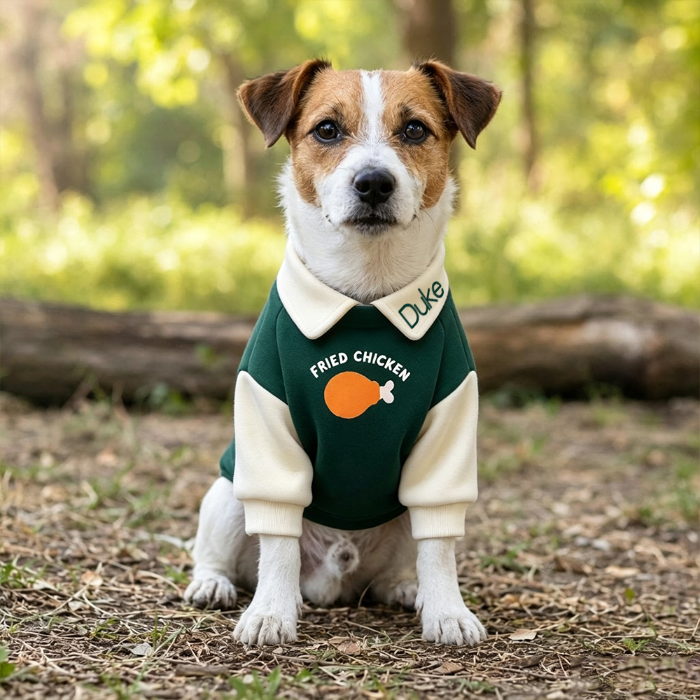 Personalized Pet Winter Fleece Polo Collar Sweatshirt | BKPet601