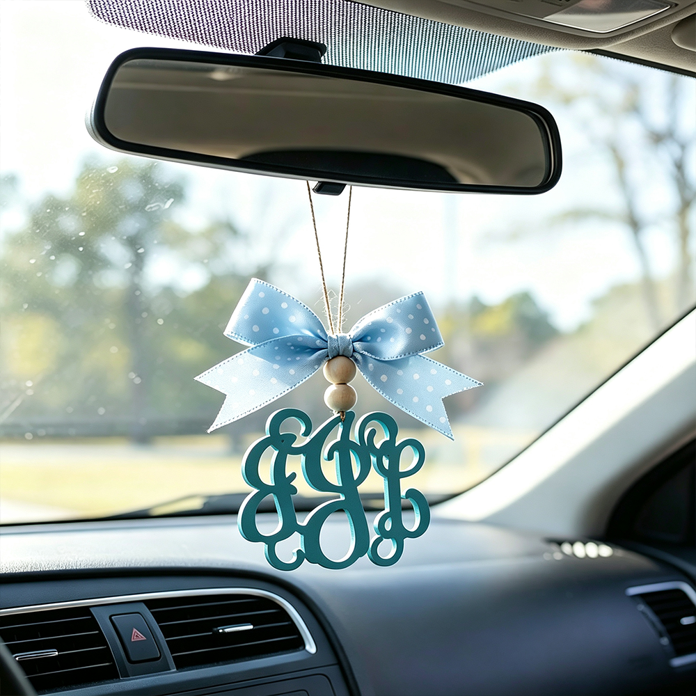 Personalized 3D Printed Car Monogram Charm | CWGift108