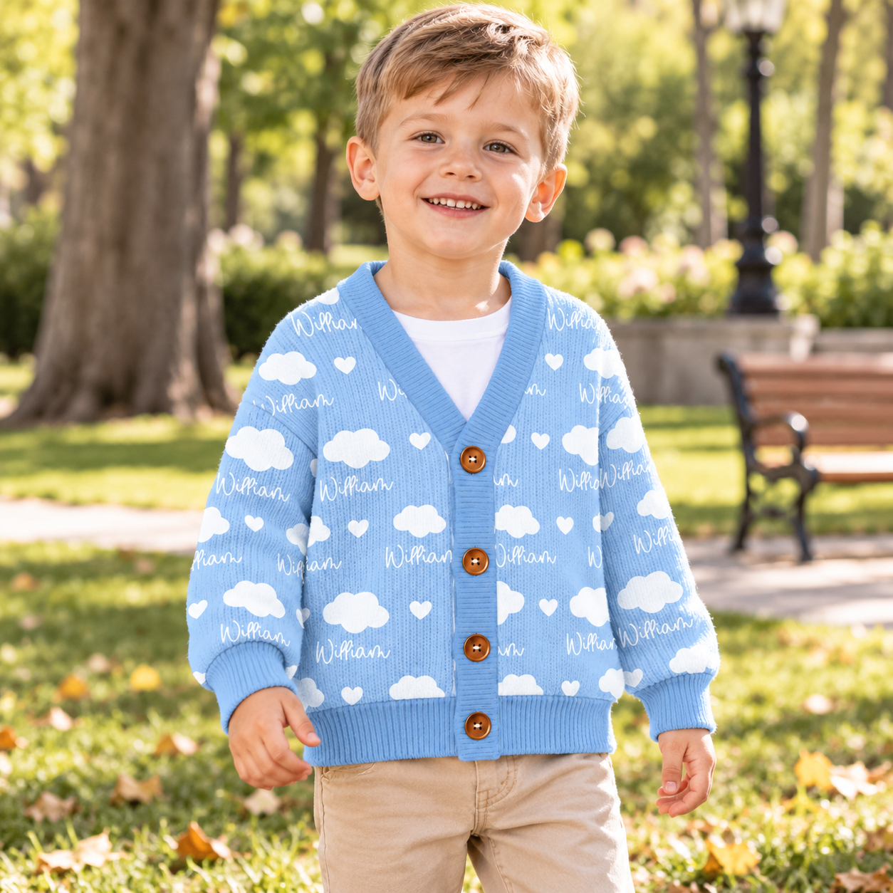 Personalized Lovely Kids Soft Clouds Knit Sweater | CWSweater31