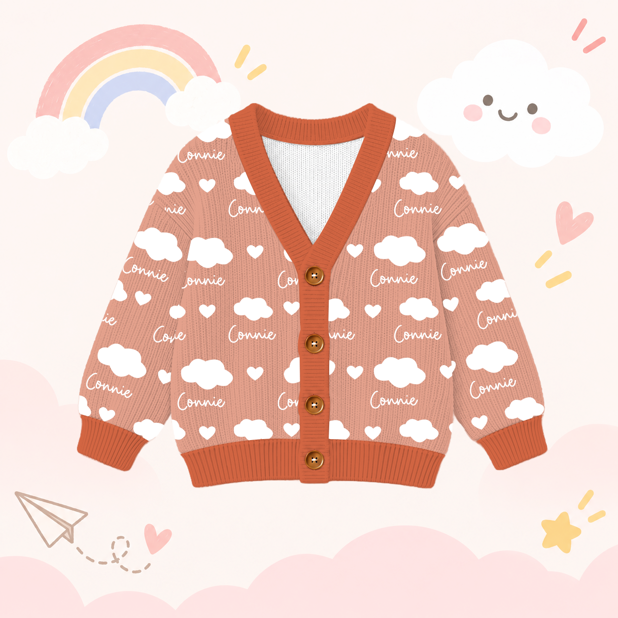 Personalized Lovely Kids Soft Clouds Knit Sweater | CWSweater31