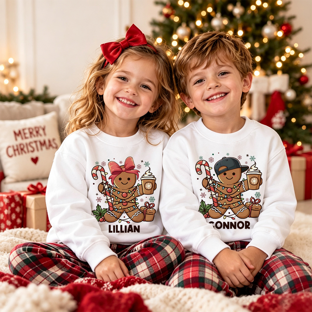 Personalized Christmas Kids Gingerbread Sweatshirt | MCGift419