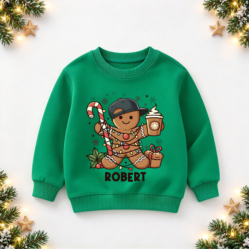 Personalized Christmas Kids Gingerbread Sweatshirt | MCGift419