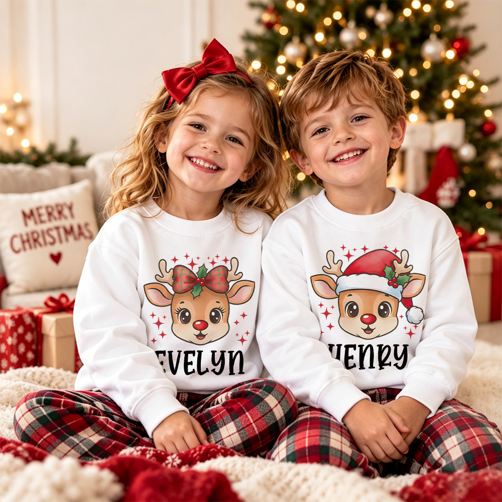 Personalized Christmas Kids Reindeer Sweatshirt | MCGift418
