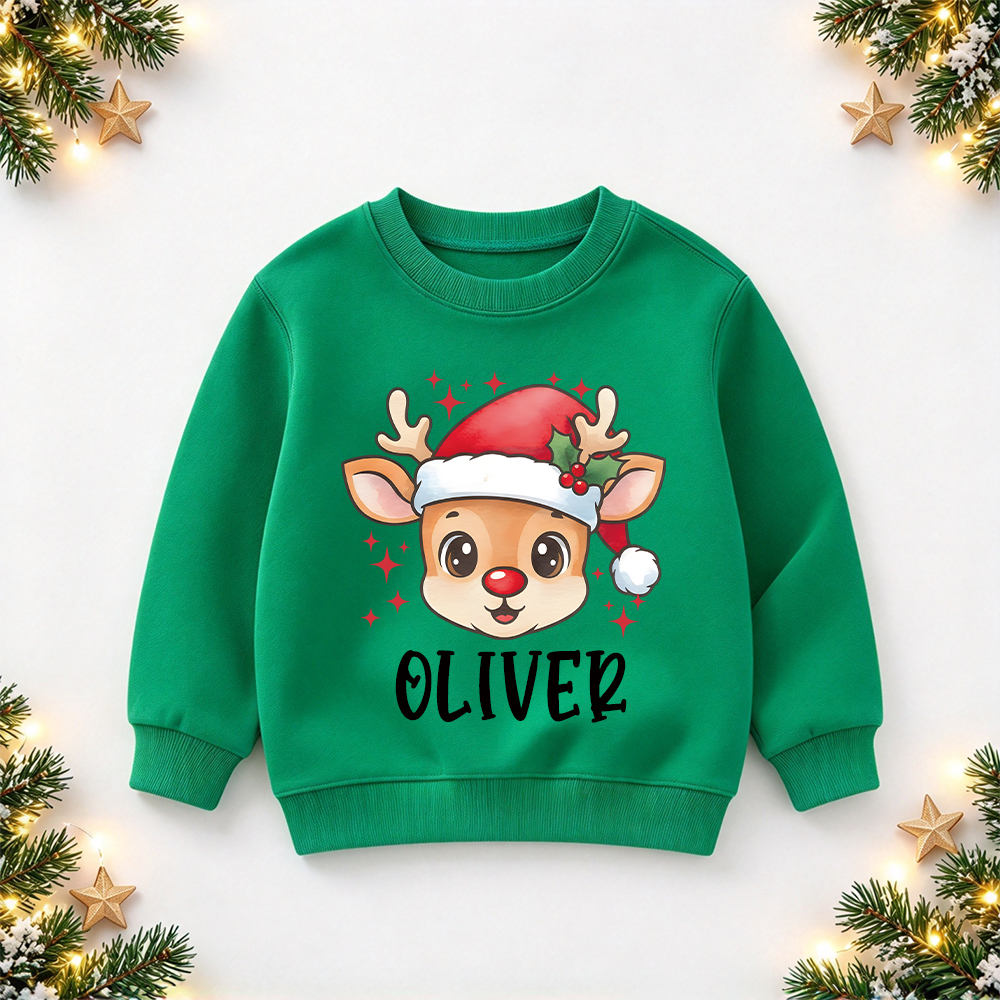 Personalized Christmas Kids Reindeer Sweatshirt | MCGift418