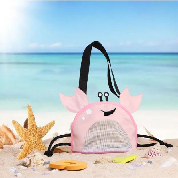 Personalized Crab Seashell Zipper Mesh Beach Bag | CWBeach90