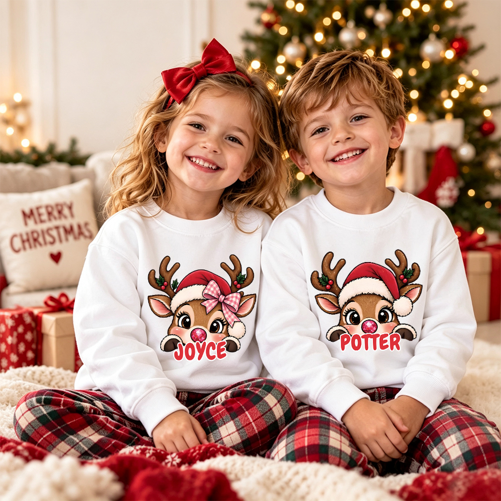 Personalized Christmas Kids Reindeer Sweatshirt | MCGift417