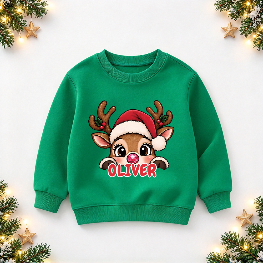 Personalized Christmas Kids Reindeer Sweatshirt | MCGift417
